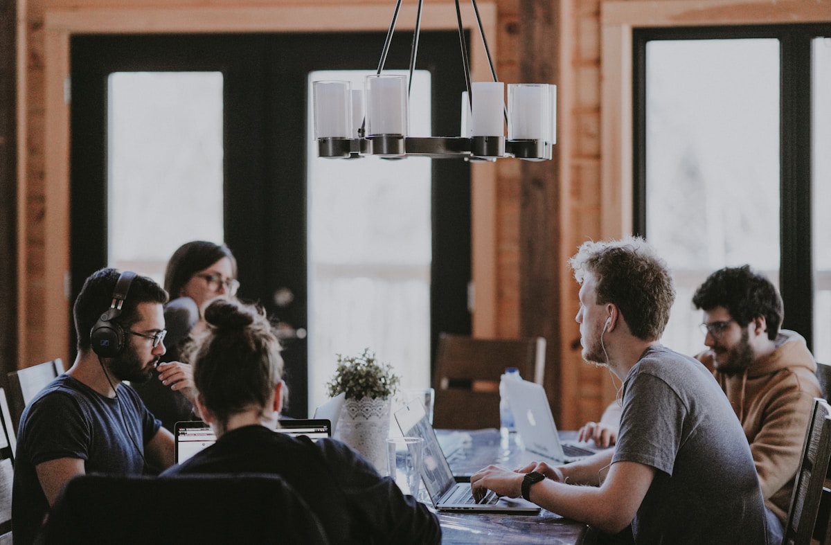 Team collaboration in modern office